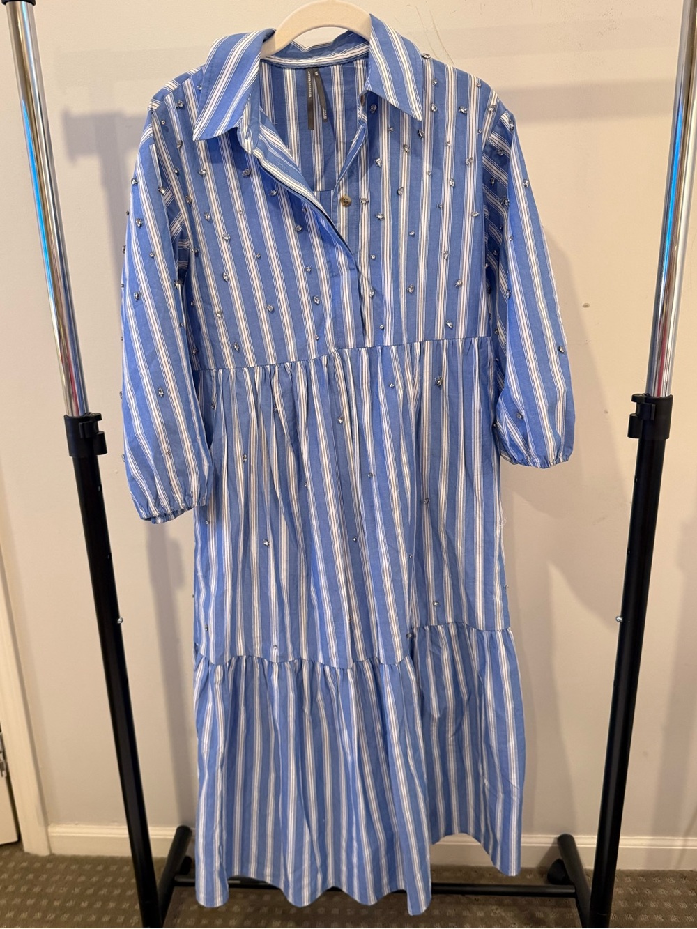 Anthropologie Blue & White Striped Shirt Dress
